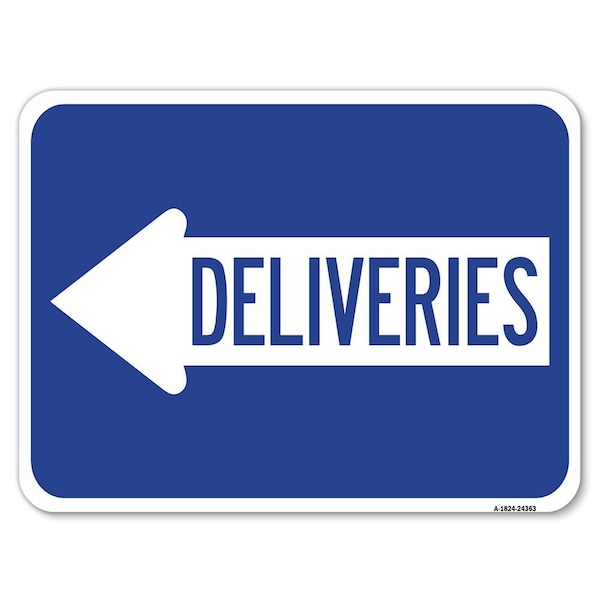 Signmission Deliveries With Left Arrow Heavy-Gauge Aluminum Rust Proof Parking Sign, 18" x 24", A-1824-24363 A-1824-24363 - main
